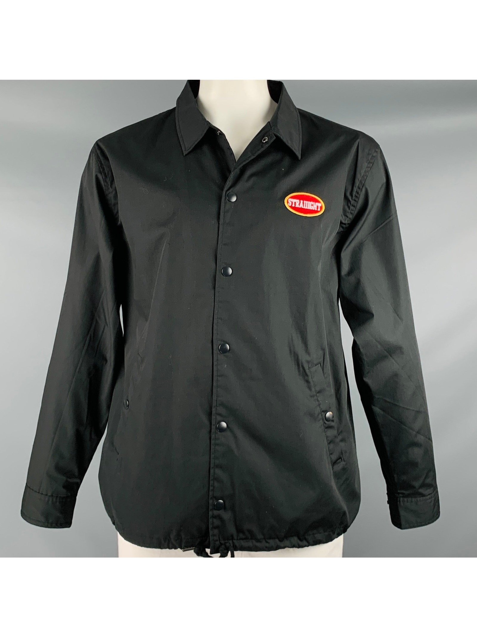 Straiiight Size L Black White Graphic Snaps Coat